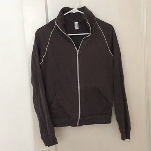 grey zip up sweatshirt